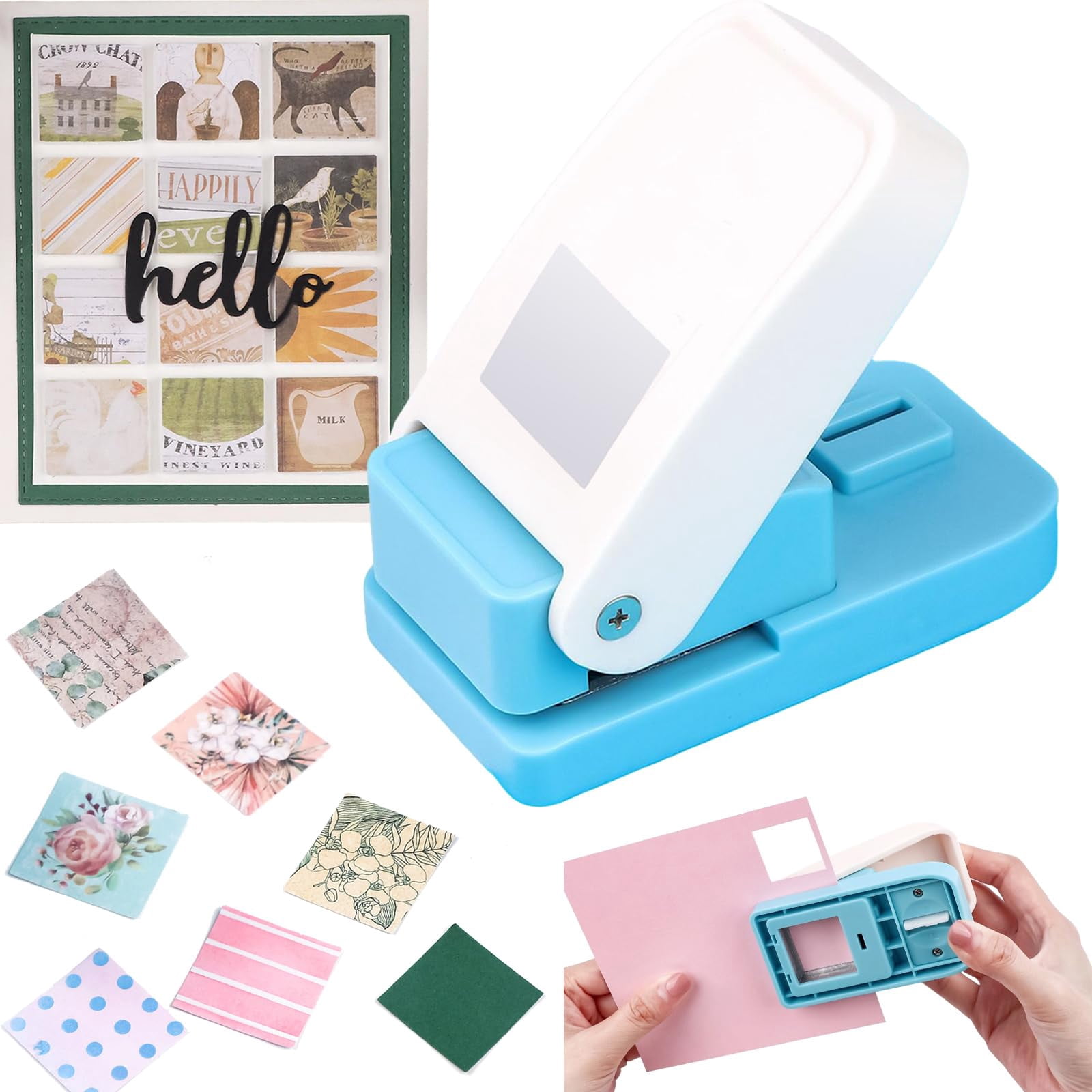Rectangular Paper Punch 2 Pcs Stamp Punch, 1.5X1.2 Inch Rectangle & 1.5 Inch Square Stamp Hole ...