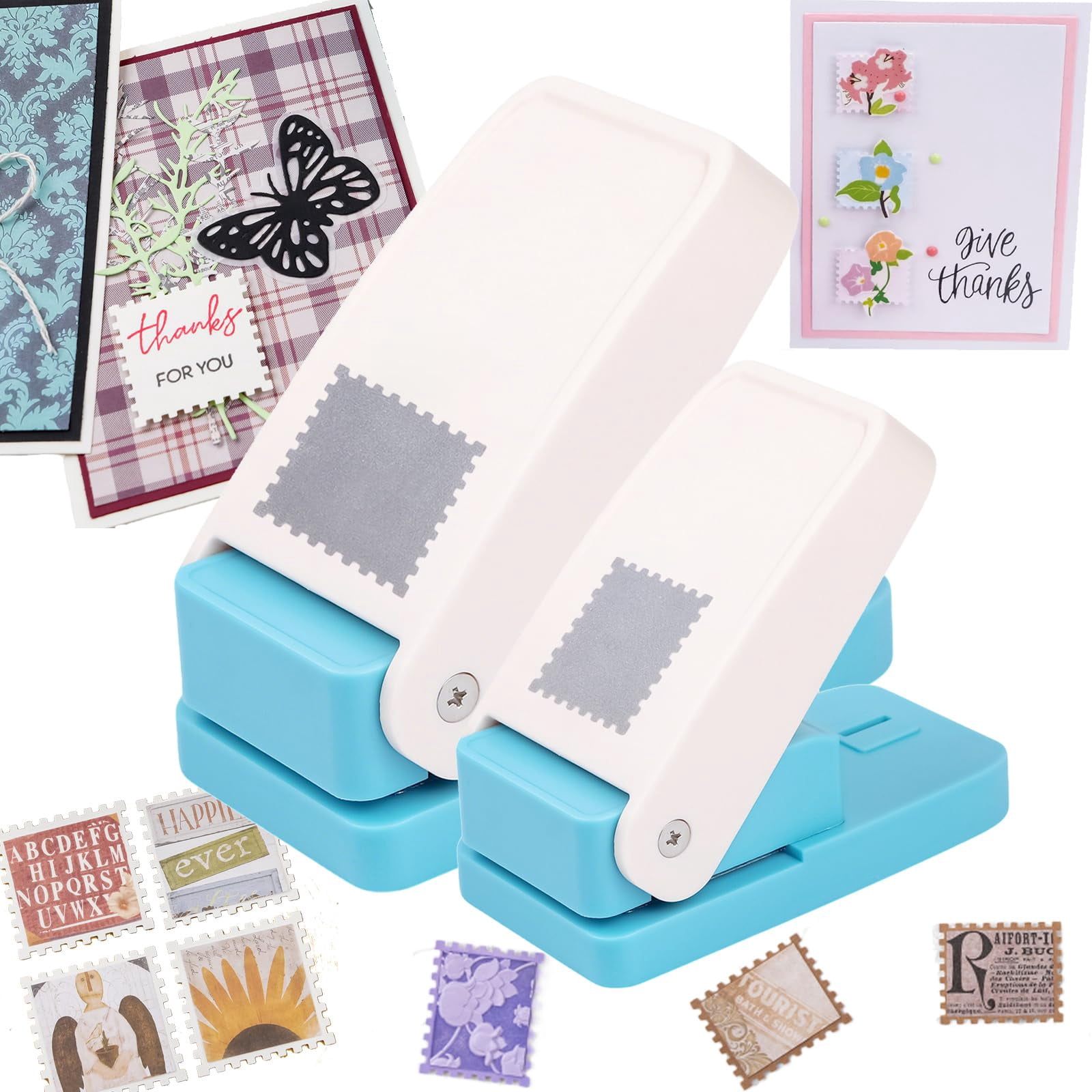 Rectangular Paper Punch 2 Pcs Stamp Punch, 1.5X1.2 Inch Rectangle & 1.5 Inch Square Stamp Hole ...