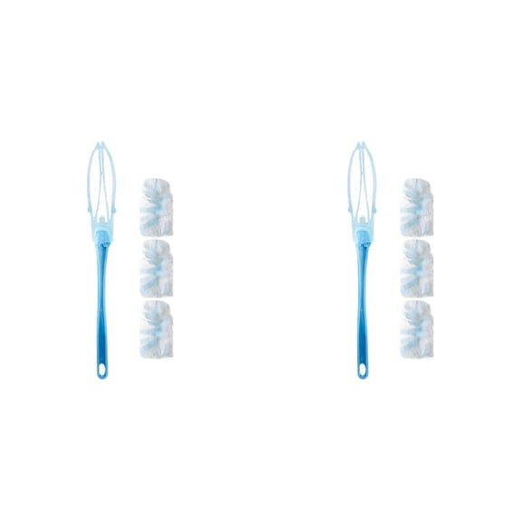 2 Pcs Static Dust Removal Brush With 6 Duster Refills,Dust Remover Duster,Portable Electrostatic Duster For Bookshelf Plant Photo Frame Electronics Furniture Blinds & Ceiling Fans(14.2x4")(blue*2)