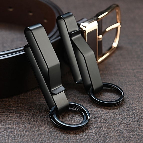 2 Pcs Steel Belt Hook Keychain, Heavy Duty Key Holder for Belt, Hands-Free Clip for Outdoor Camping Hiking Fishing