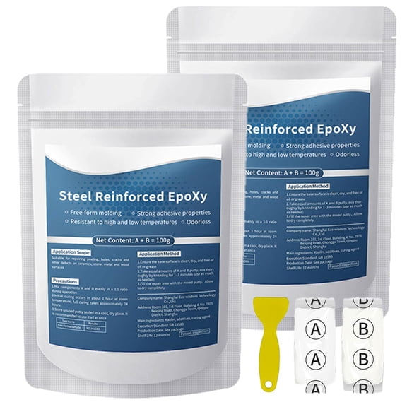 2 Pcs Steel Reinforced Epoxy Putty, Waterproof Heat-Resistant Repair Kit, Fast Repair AB for Bonding, Repairing, Sculpting