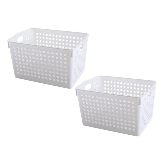 2 Pcs Storage Basket Cubes Extra Large Wicker Baskets Tall Office White