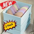 thumbnail image 1 of 2 Pcs Storage Bins with Lids Small Plastic Storage Containers Stackable Storing Home Underwear Storage Box, Drawer Divider Compartment for Bras, Panties, & Socks, Closet Clothing Organizer, Blue, 1 of 10