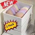 thumbnail image 1 of 2 Pcs Storage Bins with Lids Small Plastic Storage Containers Stackable Storing Home Underwear Storage Box, Drawer Divider Compartment for Bras, Panties, & Socks, Closet Clothing Organizer, White, 1 of 10