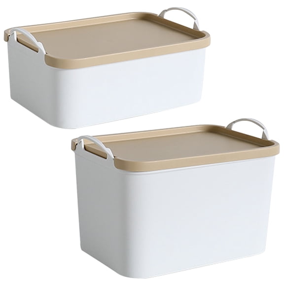 HEMOTON White Plastic Desktop Organizer Box for Decor with Large Capacity and Classified Storage 2pcs