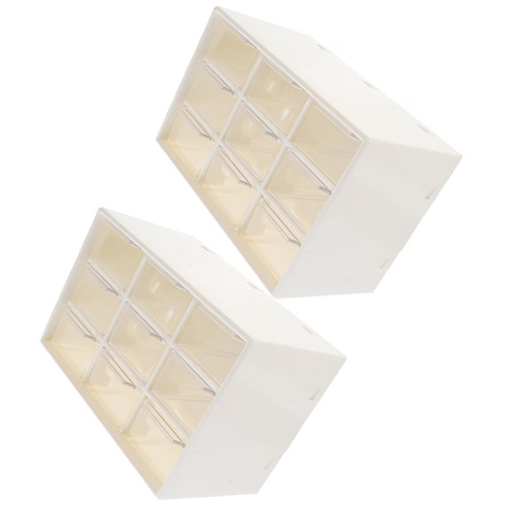 Beige Jewelry Storage Case with 2 Drawers Clear Desktop Organizer for Fishing Accessories PP
