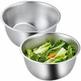 2 Pcs Strainer Bowl Set, 8.3 x 6.3 in Stainless Steel Rice Washer ...