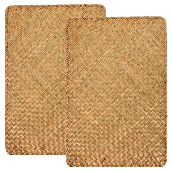 2 Pcs Straw Placemat Coffee Table Mat Table Mats Rectangle Natural Rattan Placemats Place Mats