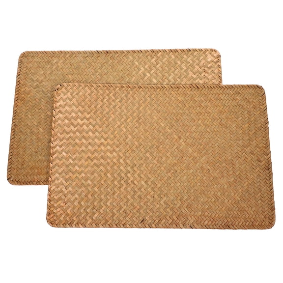 HOMEMAXS 2Pcs Rectangular Table Mat Woven Placemat for Farmhouse Tea Cup Coffee Cup Coaster