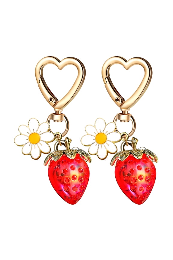 2 Pcs Strawberries Charm Pendant Strawberry Keychain