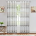 thumbnail image 1 of 2 Pcs Stripe Sheer Curtain, Semi Transparent Voile Curtains Drapes with Grommets, 1 of 9
