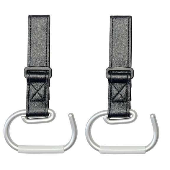 2 Pcs Stroller Hooks, Mommy Stroller Clip and Stroller Accessories Organizer Hook, Brushed Aluminum Hook for Strollers/Walkers/Mobility Scooter/Wheelchair/Rollator(Black)