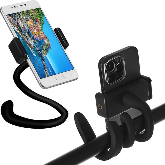 2 Pcs Stroller Phone Holder Portable Cell Stand Universal Accessories for Parent Baby Toddler Cellphone Clamp with Non Slip Silicone Arm Grip(,Novel)