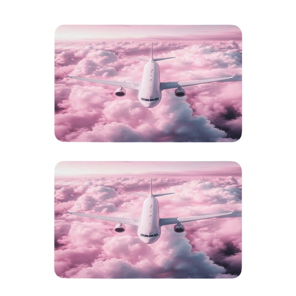 2 Pcs Strong Fridge Magnets Airplane Fly above Pink Clouds Refrigerator Magnets Sticker Decor for Whiteboards Locker 4"x2.5"