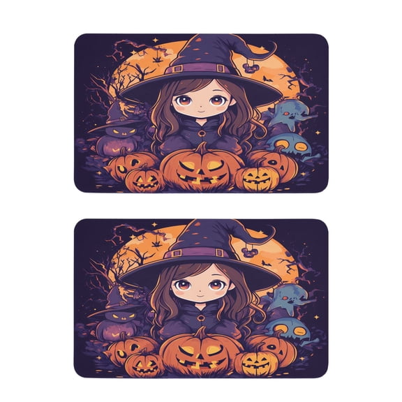 2 Pcs Strong Fridge Magnets Anime Witch Surrounded by Pumpkins Refrigerator Magnets Sticker Decor for Whiteboards Locker 4"x2.5"
