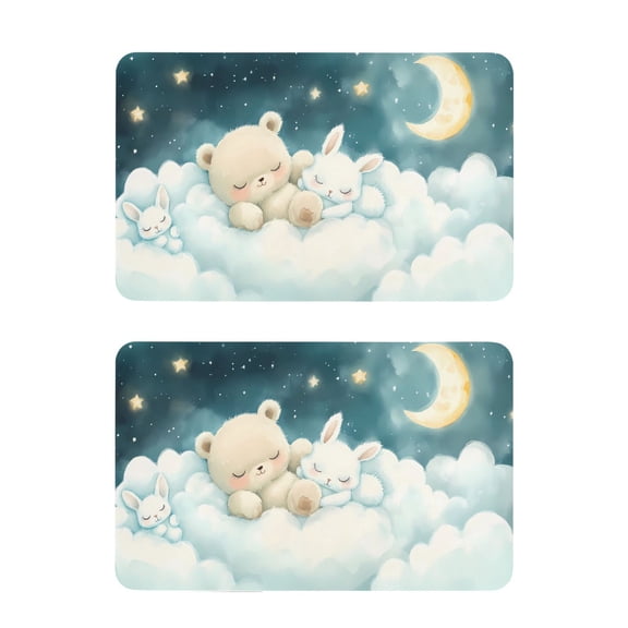 2 Pcs Strong Fridge Magnets Bear Rabbit Sleep on Cloud Refrigerator Magnets Sticker Decor for Whiteboards Locker 4"x2.5"