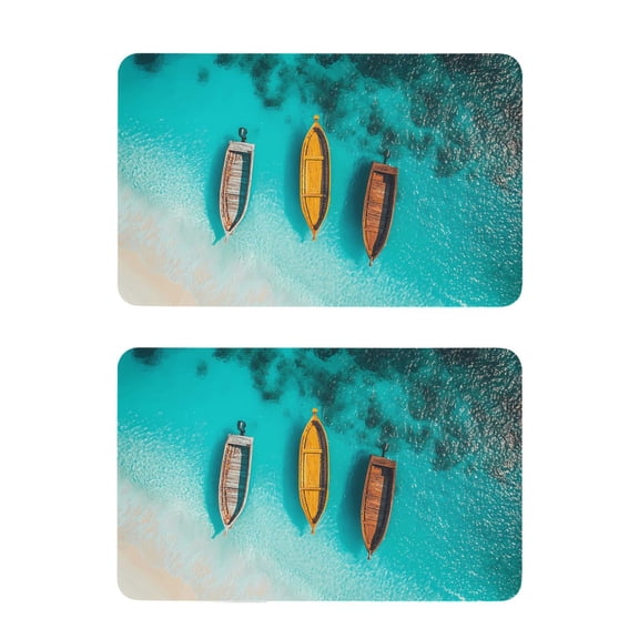 2 Pcs Strong Fridge Magnets Boats in Turquoise Sea Refrigerator Magnets Sticker Decor for Whiteboards Locker 4"x2.5"