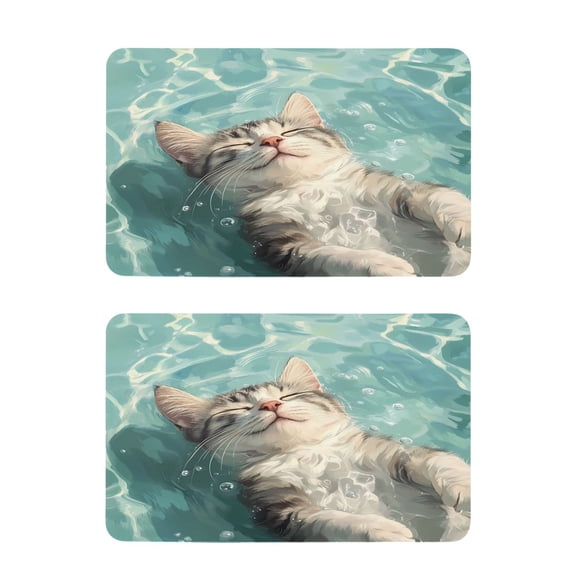 2 Pcs Strong Fridge Magnets Cat Floating in Water Refrigerator Magnets Sticker Decor for Whiteboards Locker 4"x2.5"