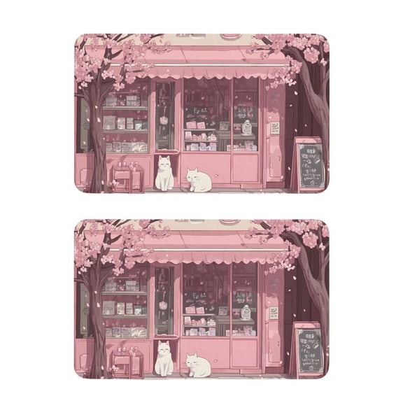 2 Pcs Strong Fridge Magnets Cherry Blossom Cat Cafe Refrigerator Magnets Sticker Decor for Whiteboards Locker 4"x2.5"