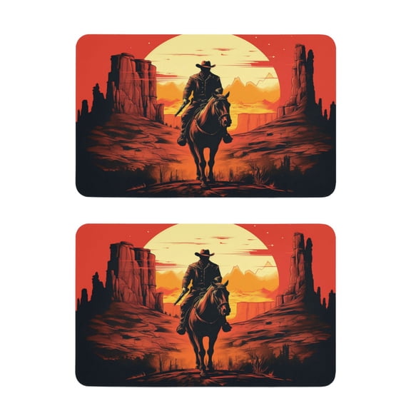 2 Pcs Strong Fridge Magnets Cowboy and Sunset Refrigerator Magnets Sticker Decor for Whiteboards Locker 4"x2.5"