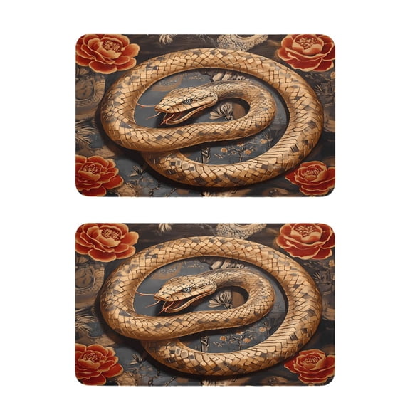 2 Pcs Strong Fridge Magnets Golden Snake and Rose Refrigerator Magnets Sticker Decor for Whiteboards Locker 4"x2.5"