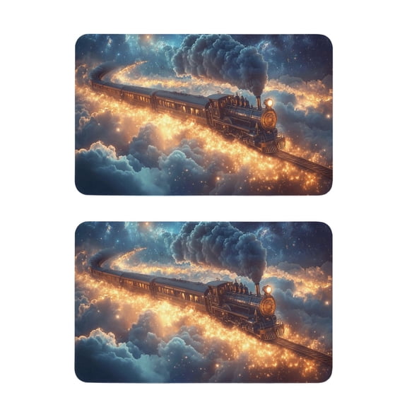 2 Pcs Strong Fridge Magnets Majestic Train in Clouds Refrigerator Magnets Sticker Decor for Whiteboards Locker 4"x2.5"