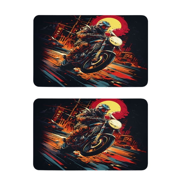 2 Pcs Strong Fridge Magnets Motorcycle on Street Refrigerator Magnets Sticker Decor for Whiteboards Locker 4"x2.5"