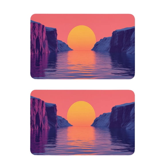 2 Pcs Strong Fridge Magnets Pink Sunset over Sea Refrigerator Magnets Sticker Decor for Whiteboards Locker 4"x2.5"