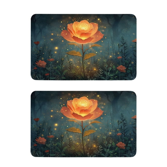 2 Pcs Strong Fridge Magnets Rose Flower with Fireflies Refrigerator Magnets Sticker Decor for Whiteboards Locker 4"x2.5"