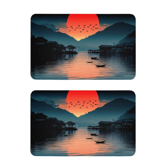 2 Pcs Strong Fridge Magnets Sunset Reflect on River Refrigerator Magnets Sticker Decor for Whiteboards Locker 4"x2.5"