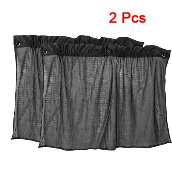 2 Pcs Suction Cup Black Mesh Window Curtains Car Sun Shade 42 cm x 70 cm