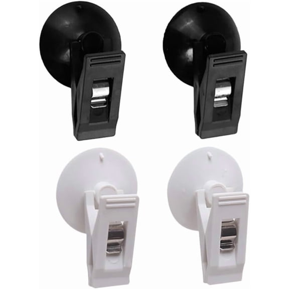 2 Pcs Suction Cup Clip, Car Sun Shade Window Reusable ，Strong Metal Ticket Paper Towel Clamp, Vehicle Multiple Purpose Decoration Pendants for Advertising Business Folder Holder (Black+White)