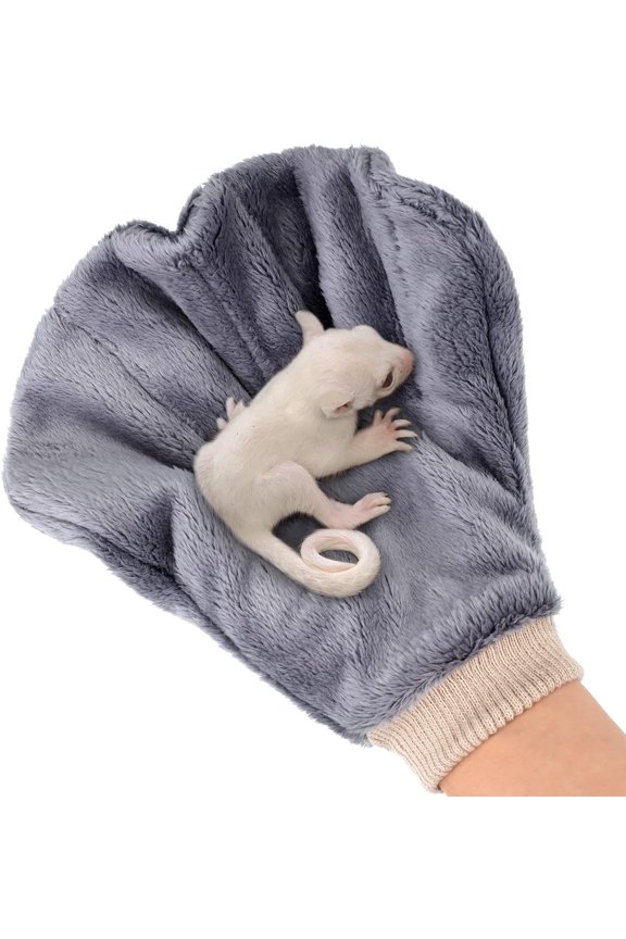 2 Pcs Sugar Glider Bonding Mitt, Calming Sleeping Glove, Bite Proof Animal Handling Gloves, Hedgehog Accessories Calming Glove for Train Your Sugar Glider Small Animals Hamster Rats Pet (Gray)