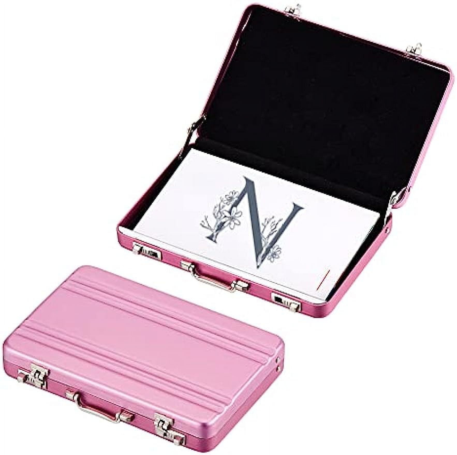 4-Pack Aluminum Business Card Holder Cases - Mini Suitcase Design Credit Card Organizer