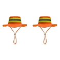 thumbnail image 1 of 2 Pcs Summer Mesh Fishing Cap 23.62 Inch for Outdoor Safety, High Visibility Reflective Neon Bucket Hat, Wide Brim Sun Boonie Hat for Men and Women, Headwear, Red, 1 of 4