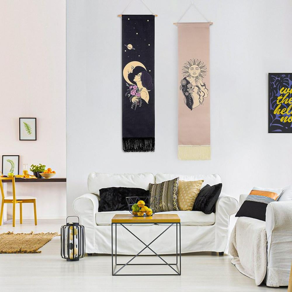 2 Pcs Sun Moon Tapestry Wall Hanging Bohemian blue Tapestry Bedroom Vertical Tapestries Wall Art Modern Home Decor 12.8 51.18 inch Multicolor Walmart