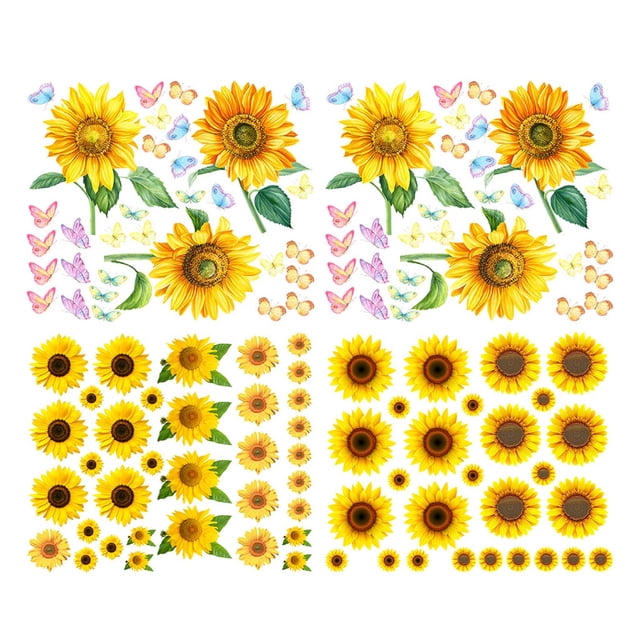 2 Pcs Sunflower Wall Stickers Removable Waterproof PVC Home Decor for