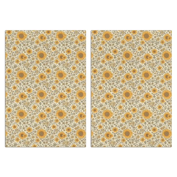2 Pcs Sunflower and Leaf Beige Pattern Funny Kitchen Towels, Microfiber Dish Towels, Kitchen Tea Towels Set 18" X 26"