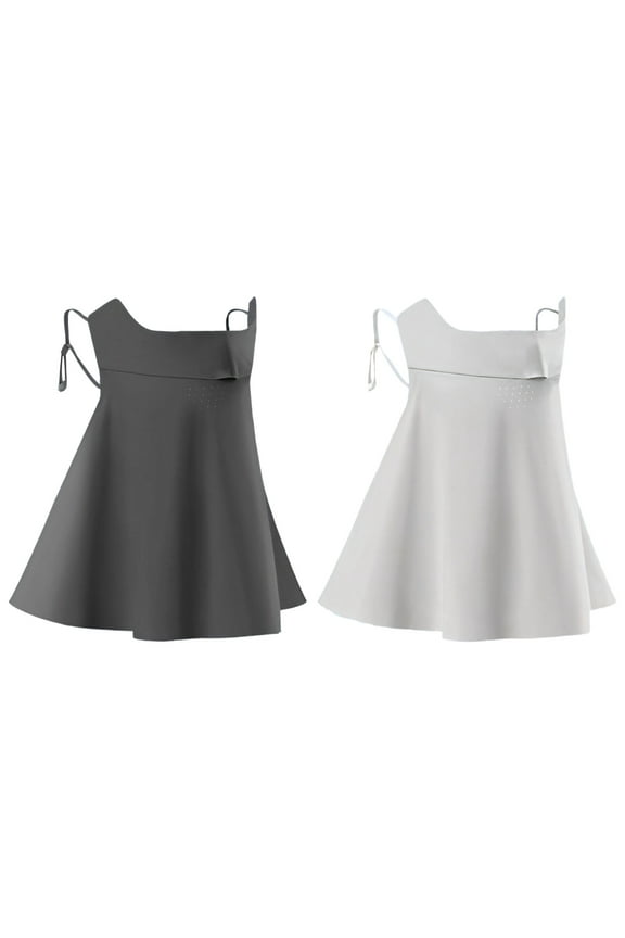 2 Pcs Sunlight Face Cover, Full Face and Neck Protection Mask, Smoke Grey and Mountain Grey, Adjustable Shoulder Straps, Lightweight Cool Fabric for Outdoor Activities, Golf, Cycling, Hiking