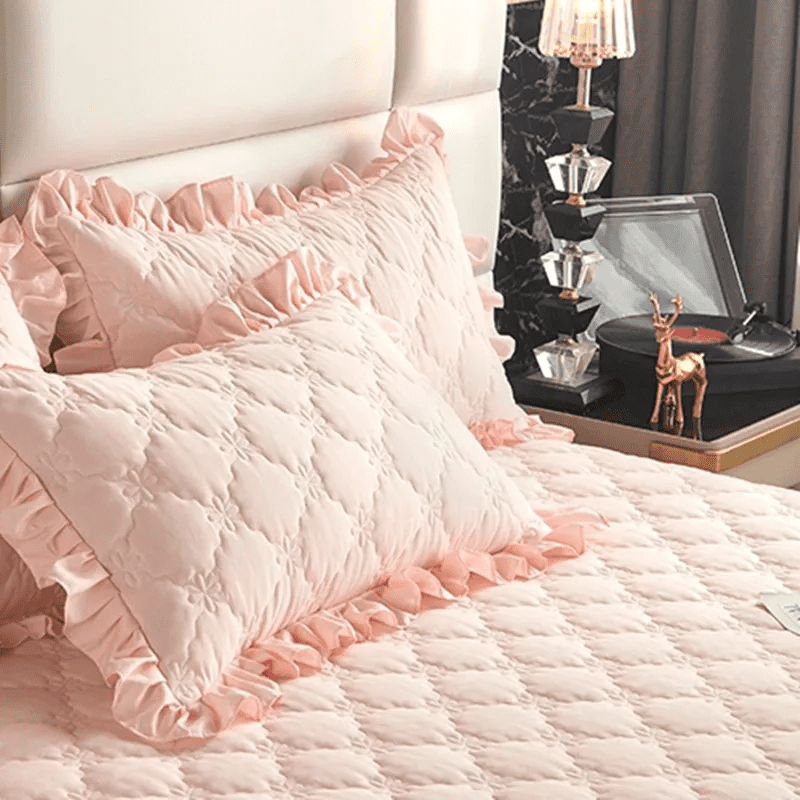 2 Pcs Super Exclusive Luxury Style Light Pink Cotton Made Pillow Case Ruffle Design Home Decorative Rectangular Pillow Sham Cover Euro Sham 2Pcs in Armenia at AMD 19035 Rating 5
