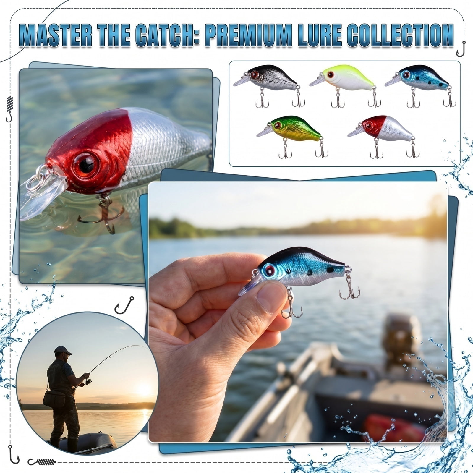 fish action lures HD Trout 2.25" dog action Through 2 Pcs Surface Fishing Lures,