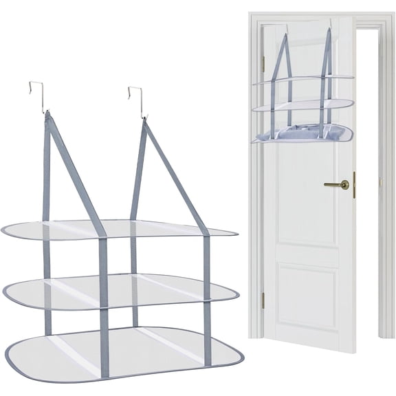 2 Pcs Sweater Drying Rack Over The Door Foldable, 3 Tier Mesh Clothes Dry Hanger Large Laundry Drying Rack for Apartments, Dorm Rooms