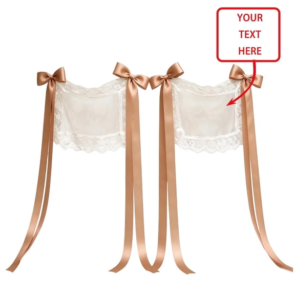 2 Pcs Sweetheart Table Chair Decor 17.72 x 13 Inch Set of 2 for Reception Photos, Personalized Just Married Lace Wedding Signs, Custom Sheer Mr and Mrs Chair Cover for Bride and Groom Ceremony, Brown