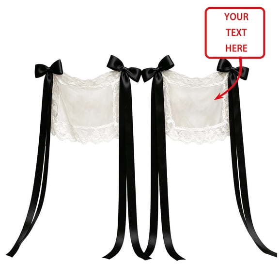 2 Pcs Sweetheart Table Chair Decor 17.72 x 13 Inch Set of 2 for Reception Photos, Personalized Just Married Lace Wedding Signs, Custom Sheer Mr and Mrs Chair Cover for Bride and Groom Ceremony, Black