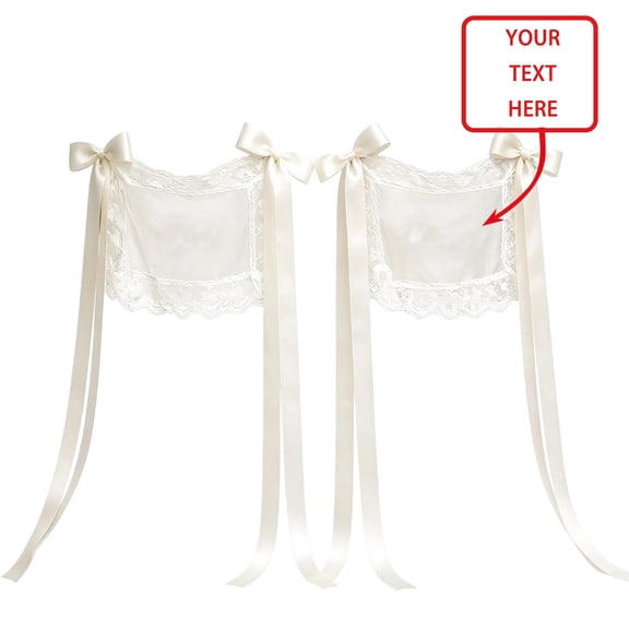 2 Pcs Sweetheart Table Chair Decor 17.72 x 13 Inch Set of 2 for Reception Photos, Personalized Just Married Lace Wedding Signs, Custom Sheer Mr and Mrs Chair Cover for Bride and Groom Ceremony, White