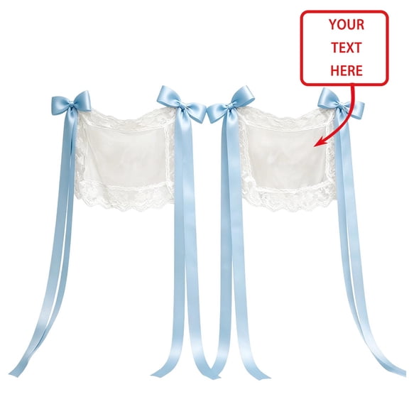 2 Pcs Sweetheart Table Chair Decor 17.72 x 13 Inch Set of 2 for Reception Photos, Personalized Just Married Lace Wedding Signs, Custom Sheer Mr and Mrs Chair Cover for Bride and Groom Ceremony, Blue