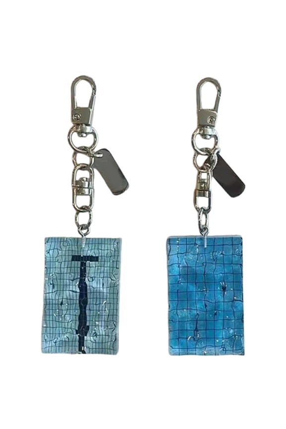 2 Pcs Swim Pool Keychain Bag Charms Funny Swimming Pool Keyring for Women Men Swimming Lover Keychains Cool Summer Gifts