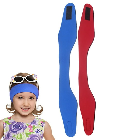 2 Pcs Swimming Headband, Swim Ear Band Protection Cover - Swim Headband For Kids Adults Men Women Infant Toddlers, Hair Guard-Red+Blue