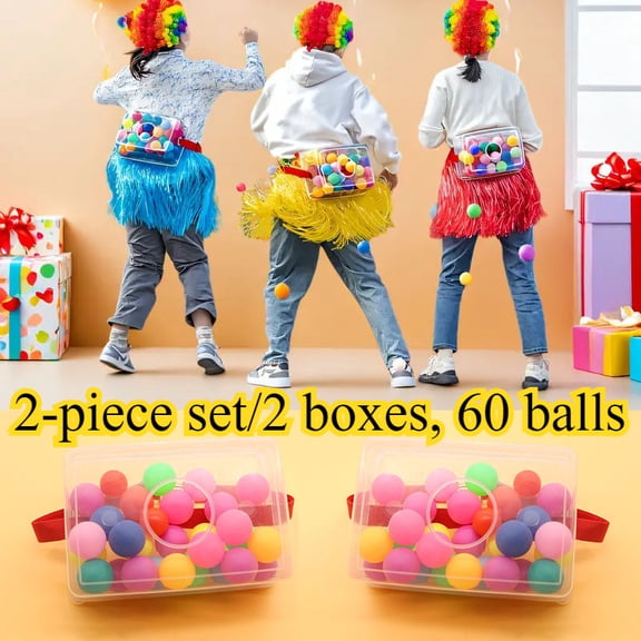 2 Pcs Swing and Shake Ball Box Game Set with 60 Colored Balls, Interactive Party Game Props for Adults, Plastic Shake Box Activity Kit for Gatherings, Wedding, Birthday and Holiday Celebration