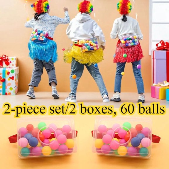 2 Pcs Swing and Shake Ball Box Game Set with 60 Colored Balls, Interactive Party Game Props for Adults, Plastic Shake Box Activity Kit for Gatherings, Wedding, Birthday and Holiday Celebration